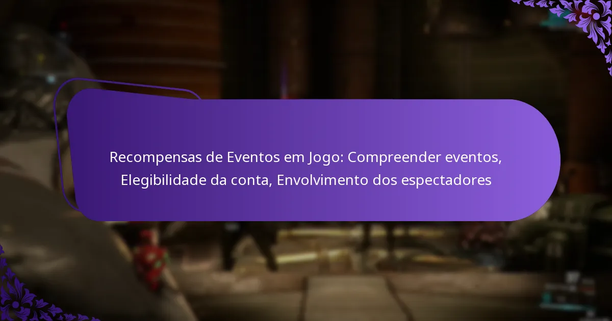 Recompensas de Eventos em Jogo: Compreender eventos, Elegibilidade da conta, Envolvimento dos espectadores