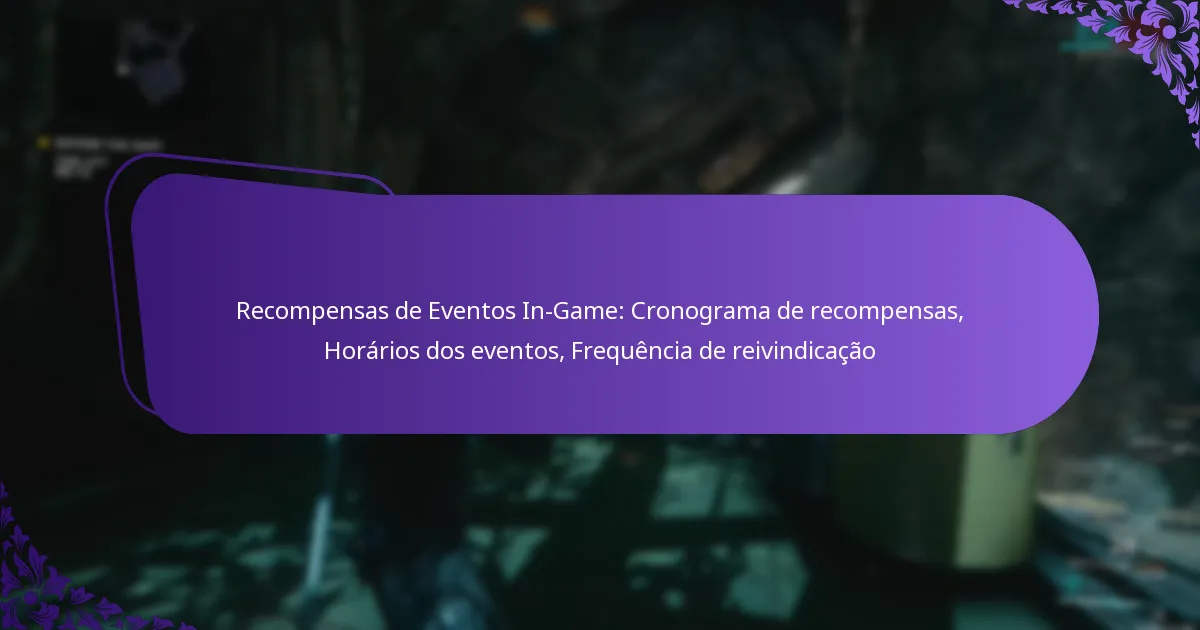 Recompensas de Eventos In-Game: Cronograma de recompensas, Horários dos eventos, Frequência de reivindicação